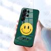 Аниме Чехол с улыбкой для Samsung S26 S25 S24 FE S23 S22 S21 Plus S20 Ultra Note20Ultra Черная Стеклянная Крышка