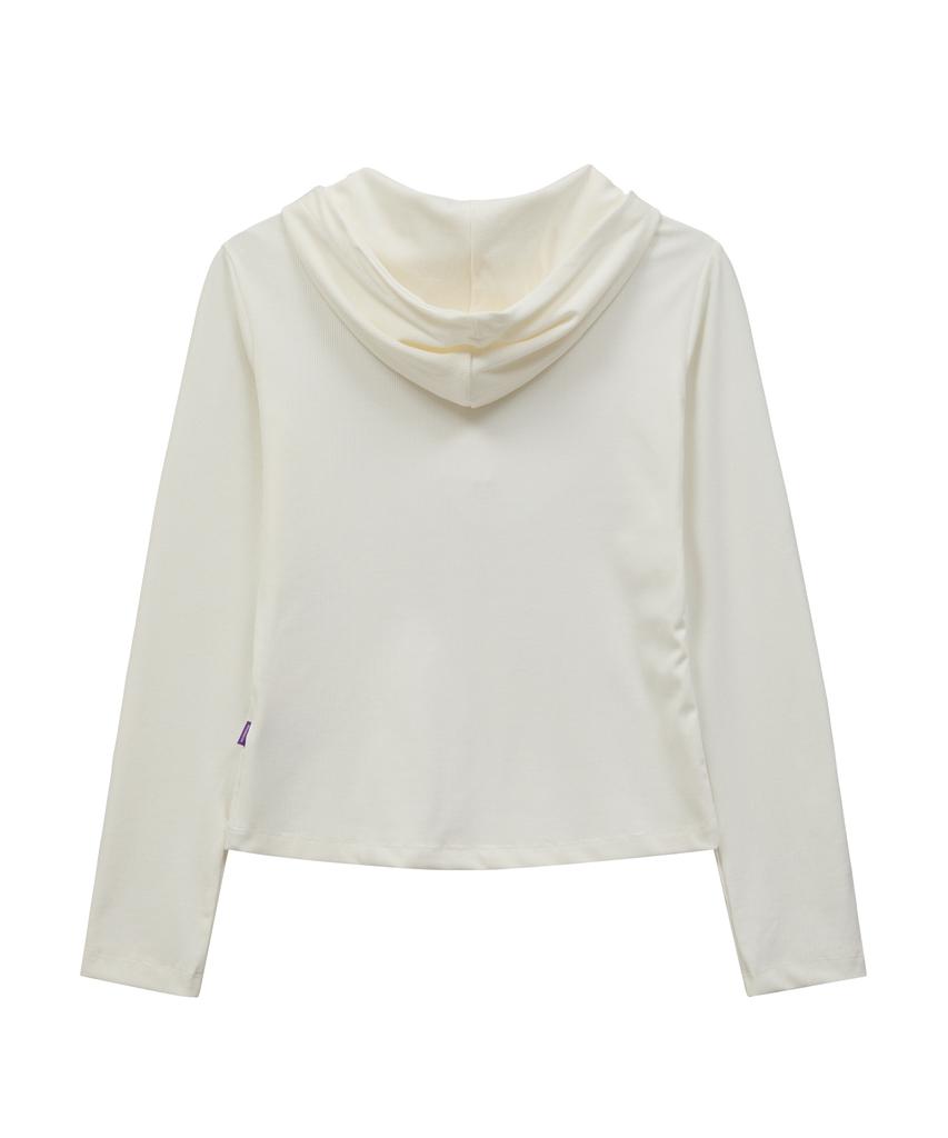 HOODHOOD Clover Typo Hooded Long Sleeve T-Shirt Ivory