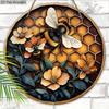 Rustic Wooden Sign with Bees & Flowers Pattern - Artistic Round Ornament for Front Door, Wall Hanging Decor - Ideal Home Hanging Decor