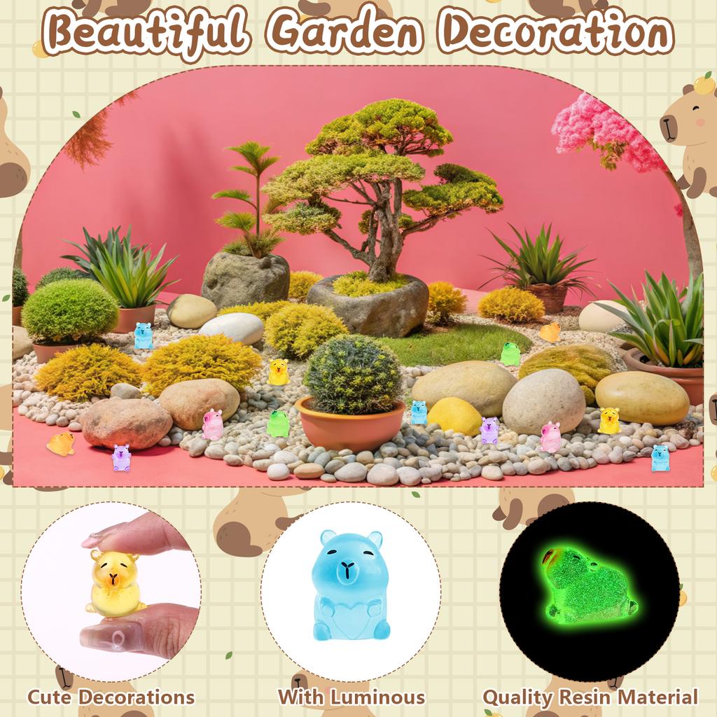 30 Pack Luminous Capybara Figures Colored Mini Resin Capybaras Glow In The Dark Miniature Capybara Tiny Little Small Animal Toys