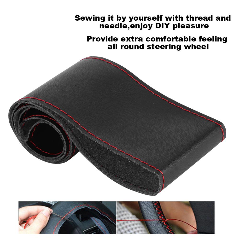 Microfiber Leather Steering Wheel Cover     Sewing Car Interior Accessory 38cmCelsius15in