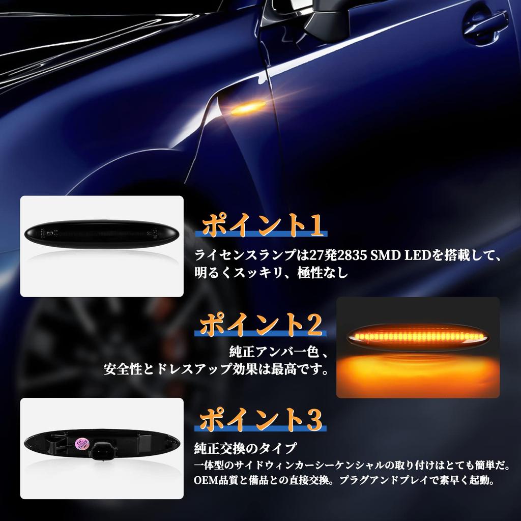 POPMOTORZ Светодиодный боковой габаритный огонь Crown для Mark X 120 Mark X Zio 10 Последовательный светодиодный боковой указатель поворота Затемненный Оригинальный Комплект из 2 Штук Маркер, Серия, Серия, Сигнал, Линза, Замена,