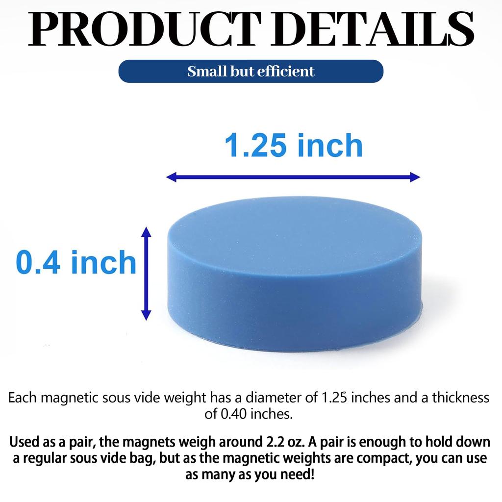 8 Pack Sous Vide Magnetic Weights - Silicone Coated Food Safe Magnets - Universal Design for Keeping Bags Submerged