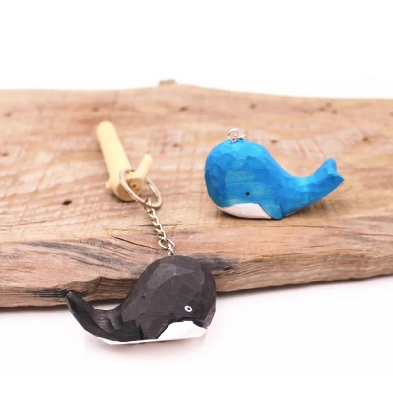 Home Decoration Small Crafts Wooden Small Whale Pendant Original Wood Carving Creative Handmade Wood Animal Home Decor Accessory
