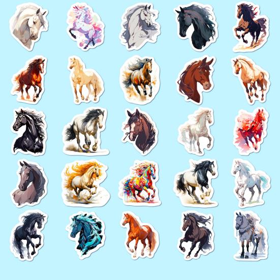 50 шт./компл., ручная роспись, наклейка с лошадью, самоклеящаяся, водонепроницаемая, из ПВХ, чехол для телефона «сделай сам», чашка, чемодан, скейтборд, ноутбук, альбом для скрапбукинга, набор наклеек с граффити