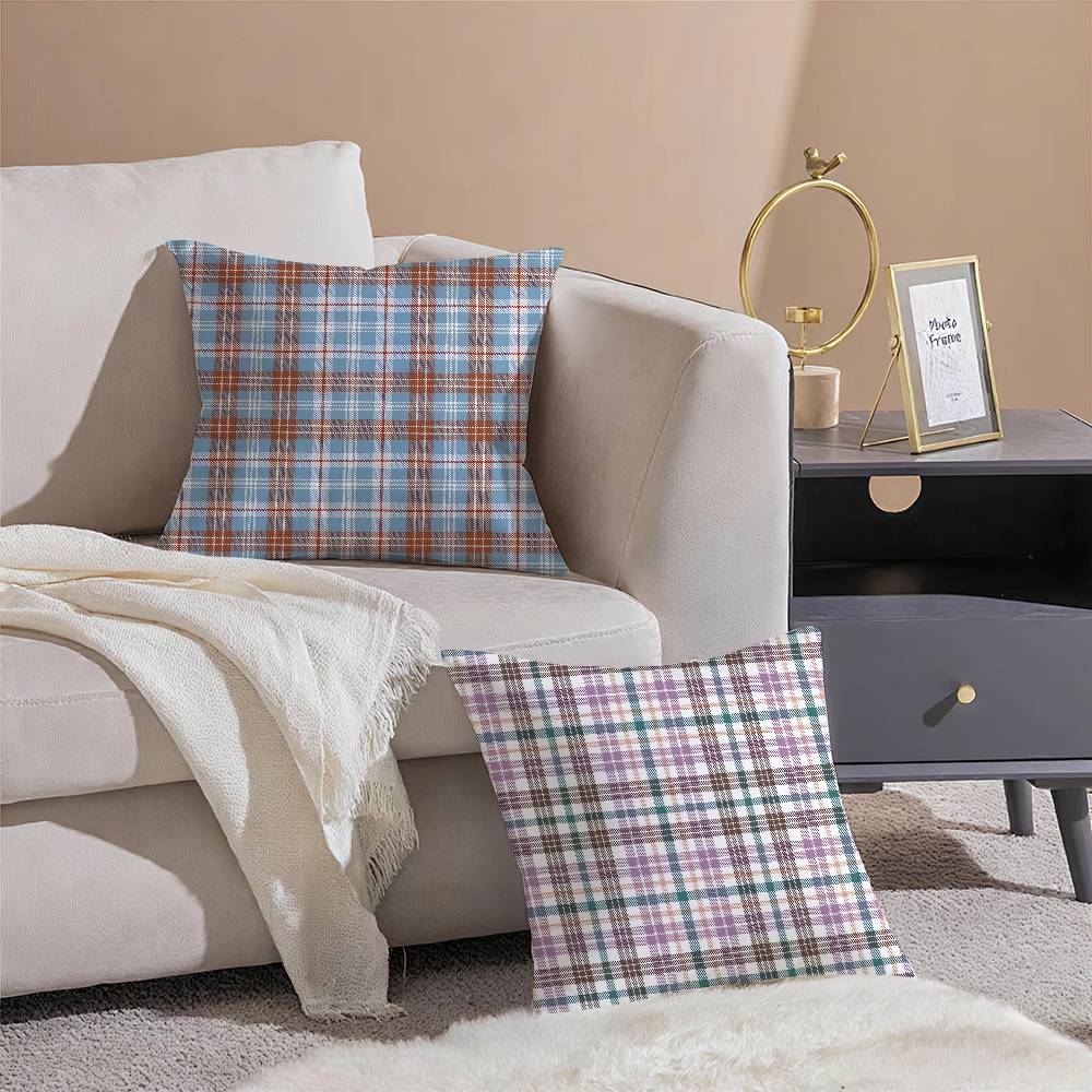 Fashionable Check Pattern Design Pillow Case Comfort Sofa Bed Silky Elegant Invisible Zipper Decorative Cushion Cover