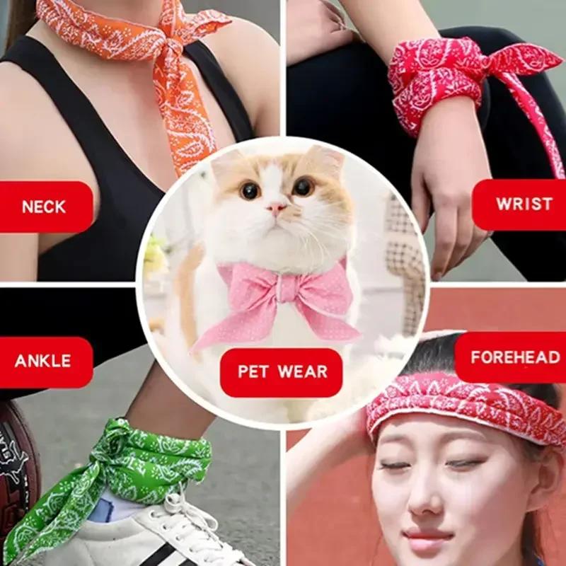 Multifunctional Summer Cooling Scarves Neck Wrap Headband Cooling Bandana Scarf Cold Towel Unisex Printed Soaked Tie Around Neck