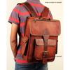 Men's Natural Leather Laptop Bag Genuine Rucksack Travel Backpack 16" Laptop Bag