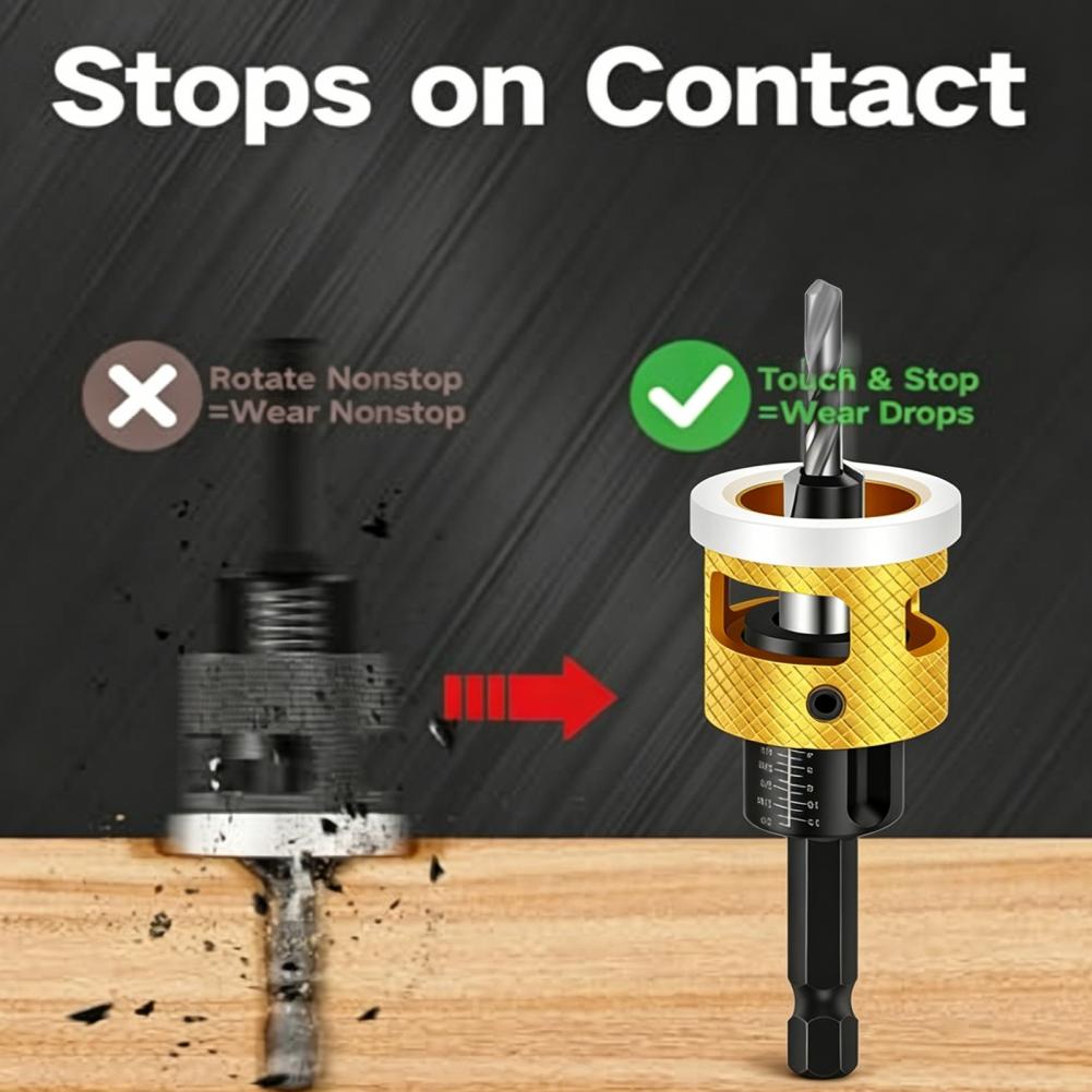 Mdf Drill Bit Set Countersink Drill Bits Set with Adjustable Depth Stop Collar Tct Alloy Dual-flute Two-flute Bits Aluminum