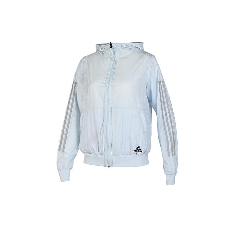 Adidas Windbreaker Hoodie Casual Sports Jacket Women Jacket Light-Blue FK3521