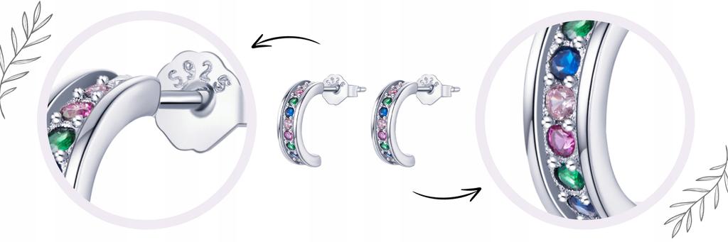 Earrings, Colorful Stud, Pr 925, Zircons, Crystals, Diamond
