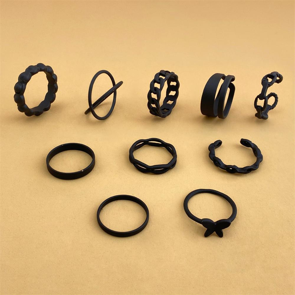 Набор черных металлических колец с покраской для женщин, панк, хип-хоп, уличный, модный, фаланговые кольца, ювелирный подарок AVE