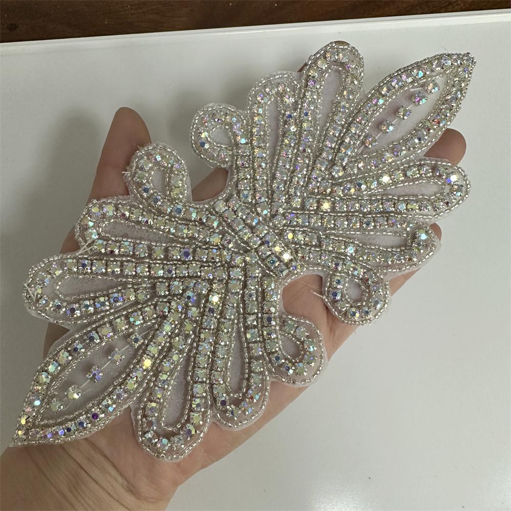 Серебряная Аппликация из Страз 1шт Аб Цветочные Нашивки Наклейки Наклейка На Пришивную Декорацию Свадебного Платья Для Одежды