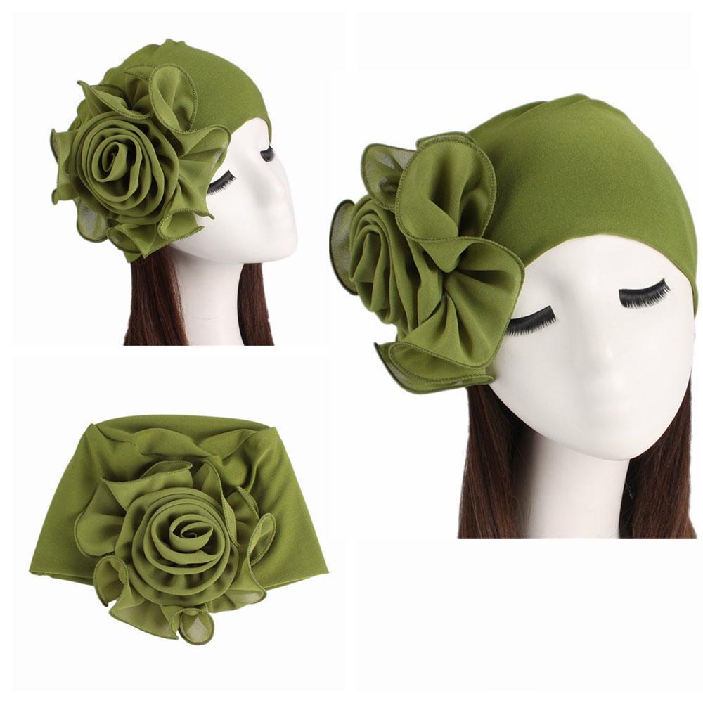 Soft Stretchy Headscarf Bonnet Cap Muslim Hijab Hair Loss Wrap Flower Size Hat Elastic Chemo Cap