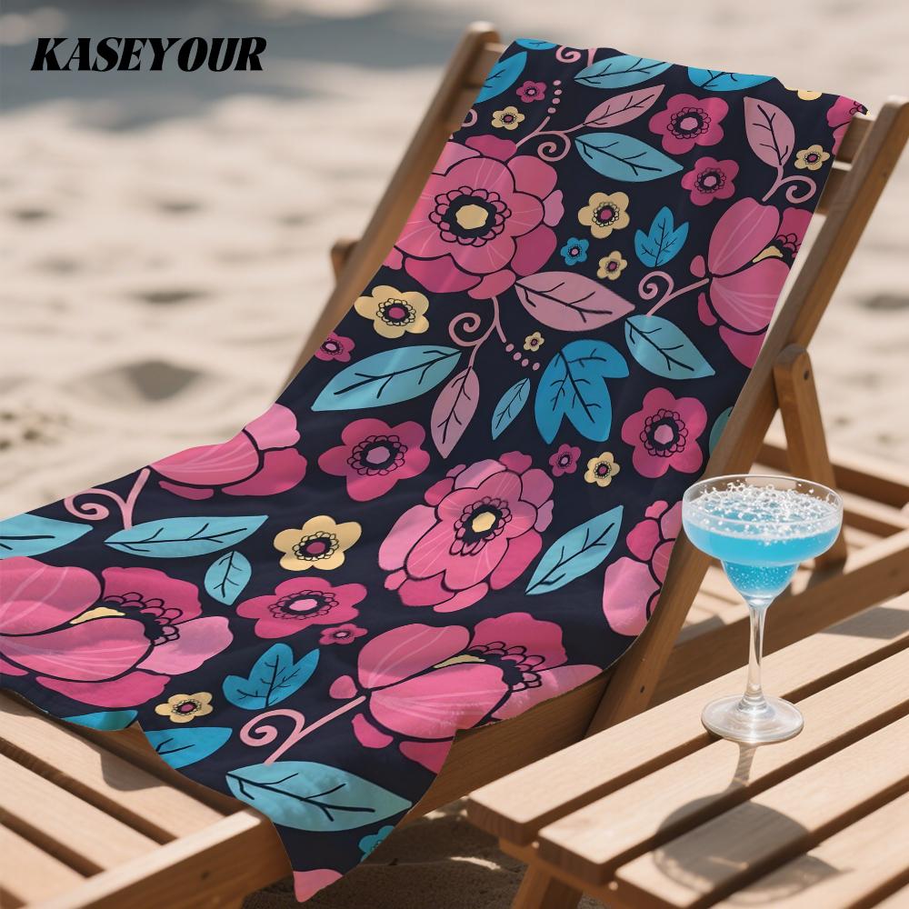 Vibrant Florals Compact Travel Beach Towel Super Absorbent Sand Resistant, Microfiber for Swimming Camping Yoga