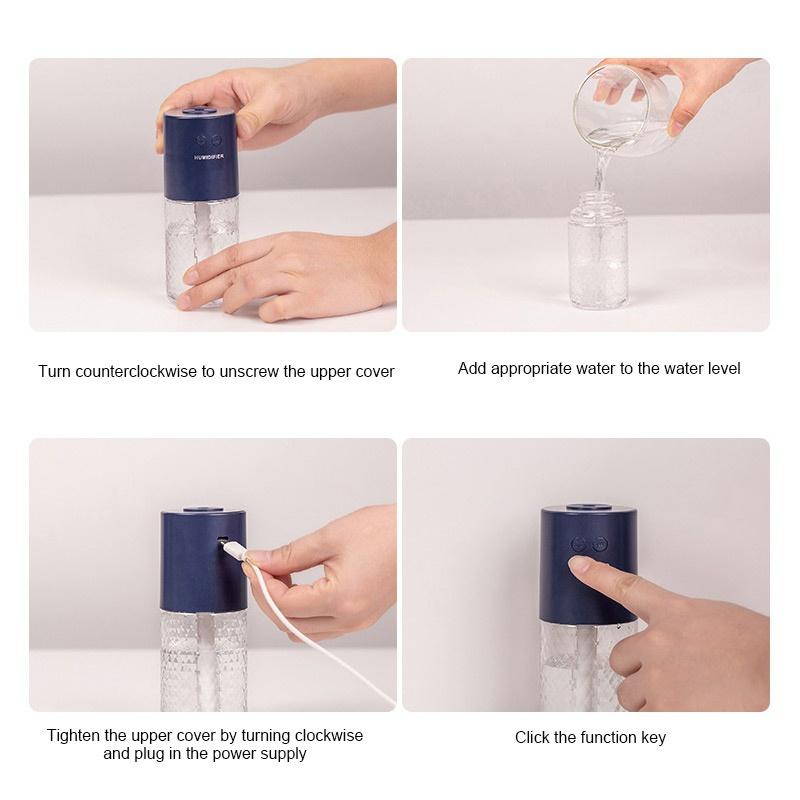 Car Home Air Humidifier Crystal Projection Lamp Essential Oil Humidifier Household Accessories