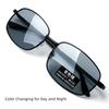 Smart Photochromic Sunglasses Men Women Polarized UV Protection Square Metal Frame Day Night Dual Use Driving Fishing Eyewear
