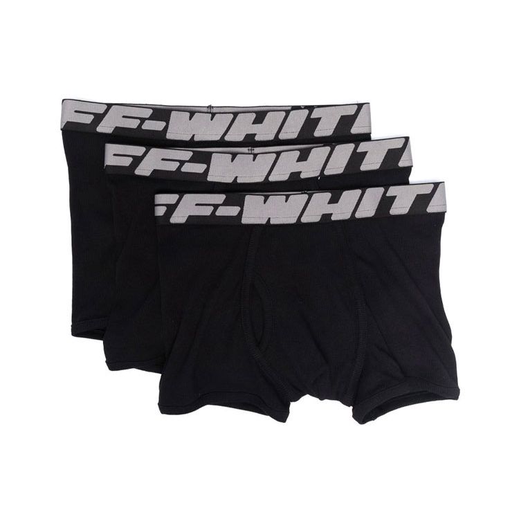 Off-White Боксеры с логотипом на поясе (3 шт.) Меланжевые серые мужские брюки OMUA001C99FAB0011008