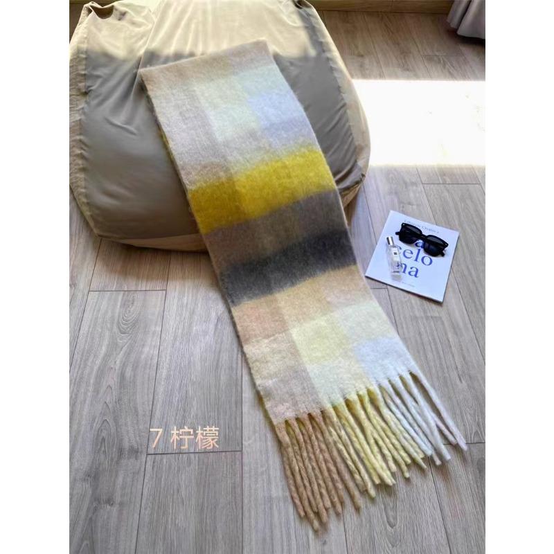 Plaid Scarf Women's Atmosphere Warm New Dry Rose Powder Autumn and Winter White Soft Fringed Shawl Scarf