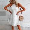Women's Mini Dress Summer Casual O-Neck Sleeveless A Dress Women's Fashion Holiday Beach Party Loose Dress Tank