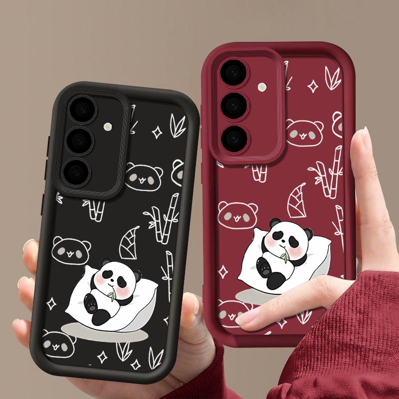 Мягкий чехол из ТПУ с милым принтом панды для Samsung S25 Ultra S24 FE S23 S22 S21 Plus S20 FE A55 A35 A54 A53 A52 A34 A14, противоударный защитный чехол для телефона