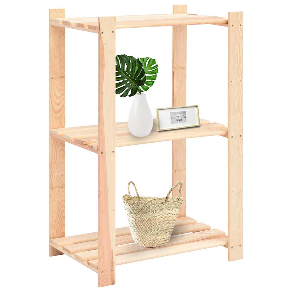 Storage Shelf 3 Shelves 2 pcs 60 x 38 x 90 cm Solid Pine Wood 150 kg Capacity