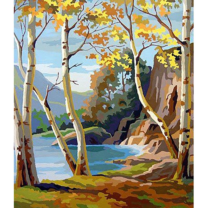 DIY 5D Diamond Painting Forest Creek Full Round Drill Scenic Diamond Embroidery Cross Stitch Mosaic Kits Wall Art Home Decor