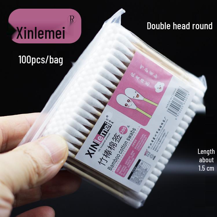 Pink Double-Ended Embroidery Cotton Swabs: Multi-Functional Eyeliner and Nail Art Cleaning Tool (7cm)