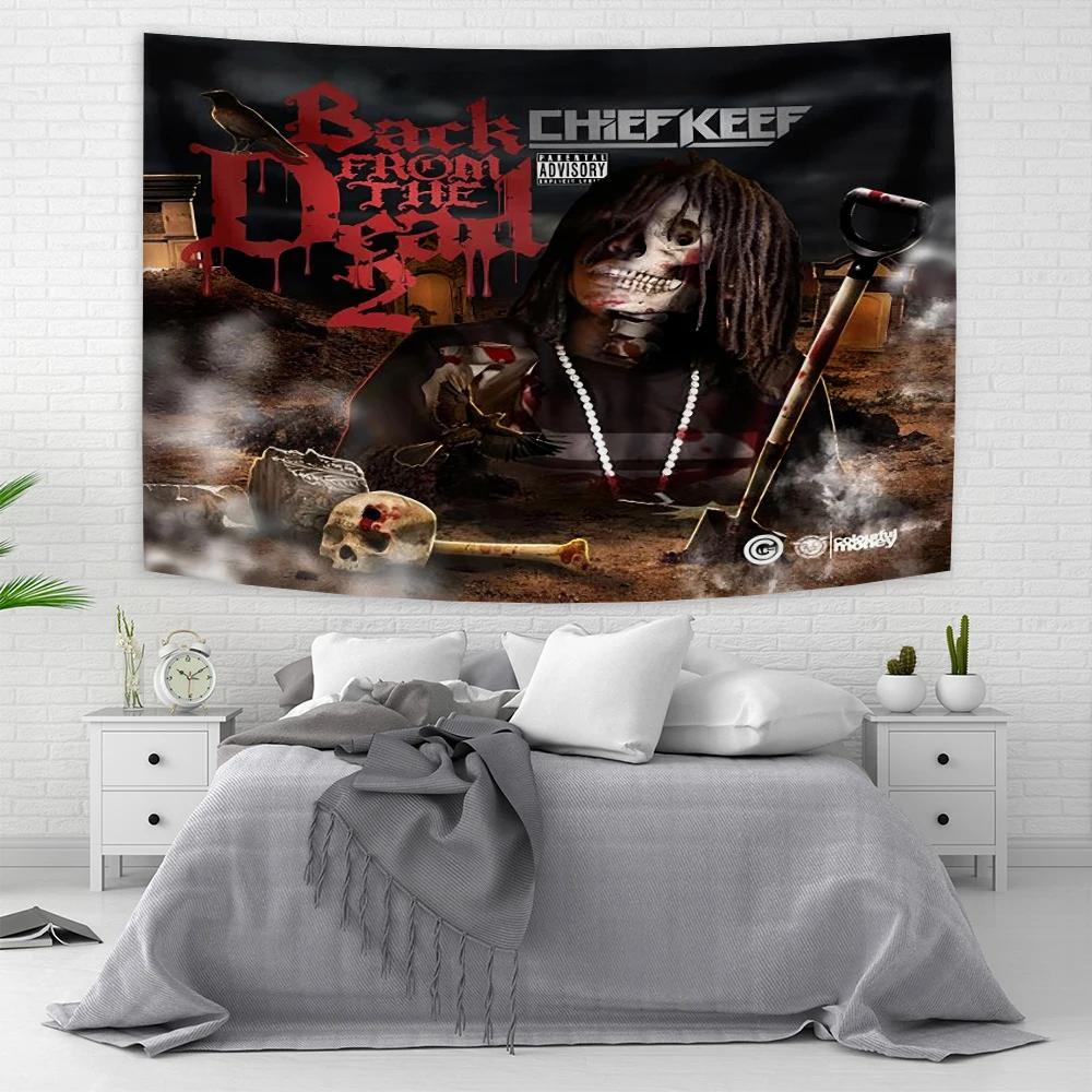 Американский флаг Chief Keef В Саду Эдема Настенный Гобелен Хиппи ХипХоп Рэпер Гобелены Декор комнаты Эстетика