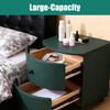 Solid Wood Bedside Table with Wheels & Drawer Mini Round Bedside Desk Large Capacity for Living Room & Balcony