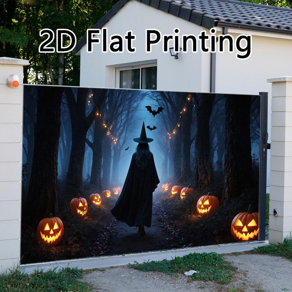 Single piece 2D printed design, Halloween printed garage door canvas, polyester print.zyc