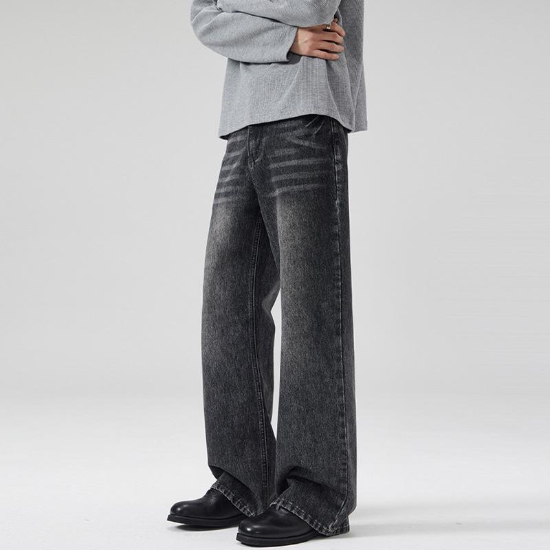 LKTM Унисекс Винтажные Выбеленные Черные Серые Зауженные Джинсы Микроклеш