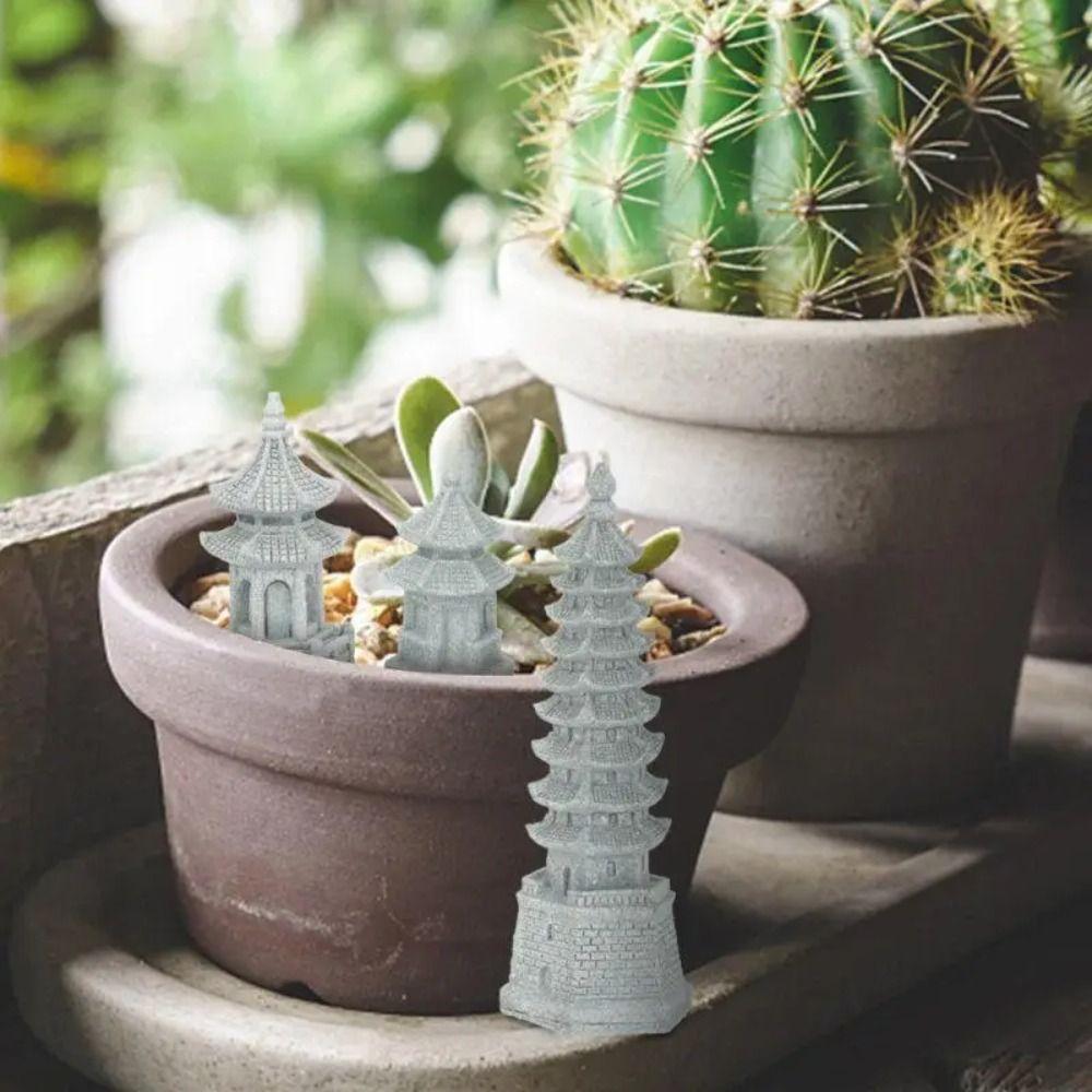 Artificial Mini Lanterns Statue Multifunctional Pagoda Garden Miniature Sculpture Home