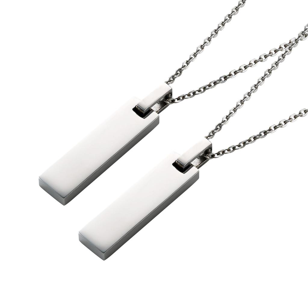 Парный набор ожерелий из 2 шт. Пластина из хирургической нержавеющей стали Простой Гипоаллергенный [Белый клевер] 38см и 45см 4SUP113SV и 4SUP113SV