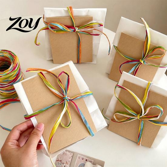 Biodegradable Paper Rope for Wrapping Colorful Raffia Packaging String, Flexible Twine Floral Bundling Multi Color Holiday Decorations Rope,