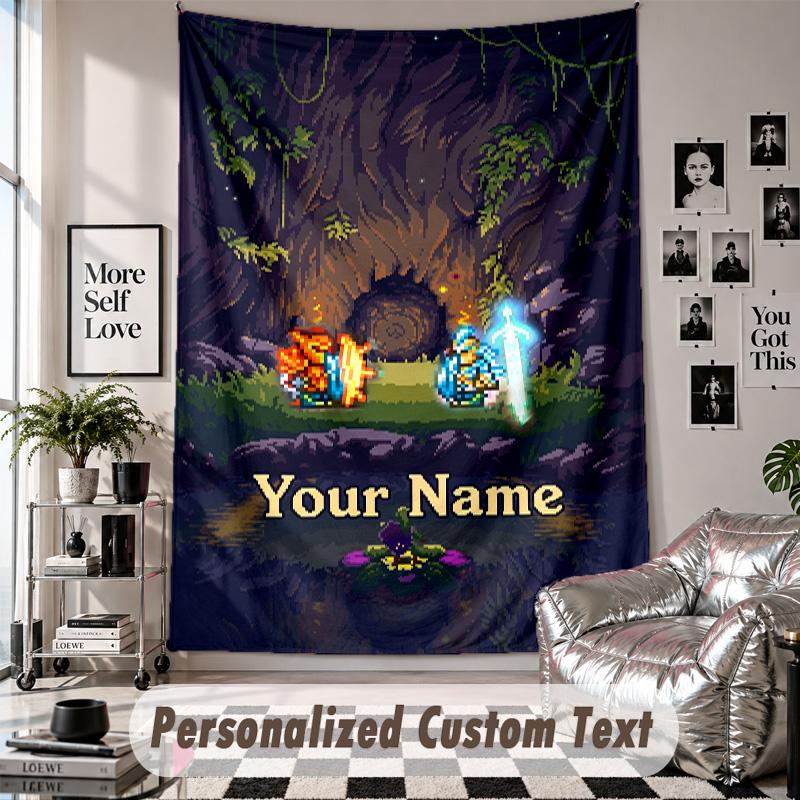 Custom Tapestry Wall Hanging, Terraria Personalized Name Text Home Wall Decor