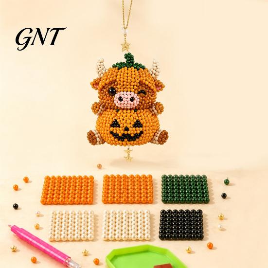 Multi-color Beads Kit DIY Highland Cow Beading Kit, Cute 3D Bead Craft Pendant Handmade Ornaments with Colorful And Instructions, Beadwork for Adults