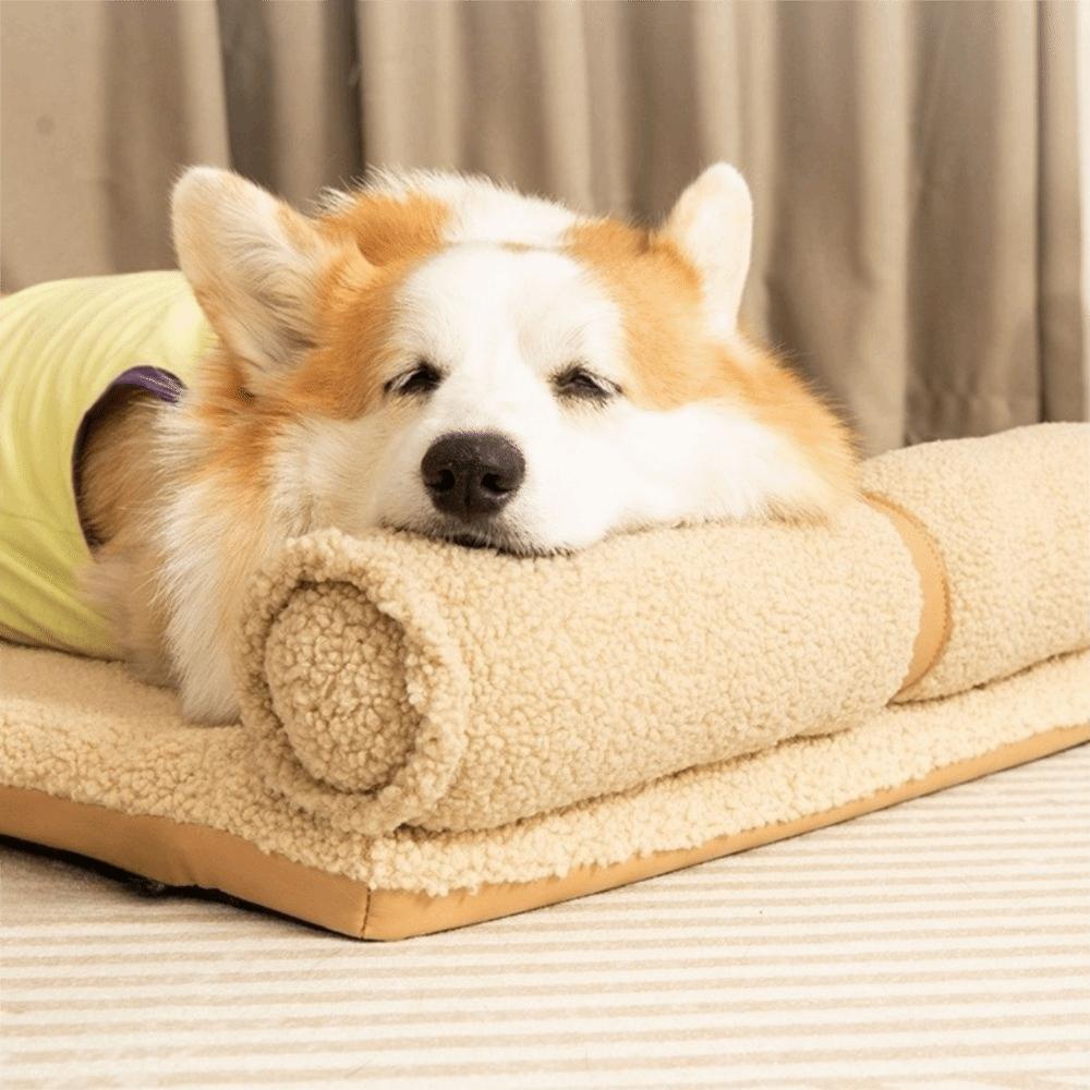 Removable Dog Sleeping Mat Neck Protection Pet Dog House Practical Dog Plush Bed Crate