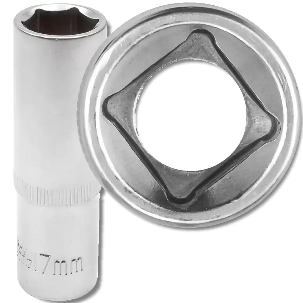 JCB Deep Socket 1/2" 17mm 6-point Cr-V Socket Wrench