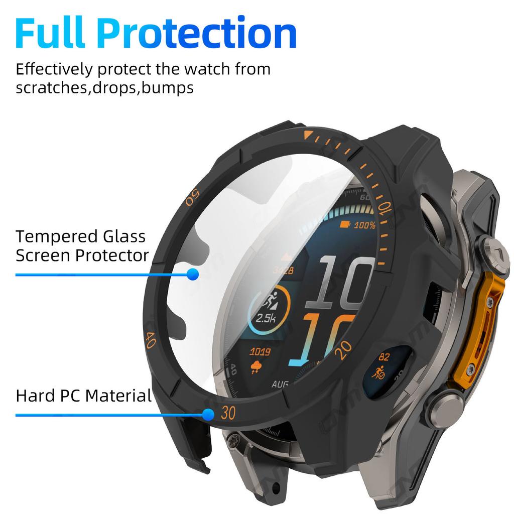 Защитное стекло и чехол-бампер для серии Garmin Fenix 8 - Устойчивые к царапинам, ударам и падениям, с тонким профилем и легкой установкой