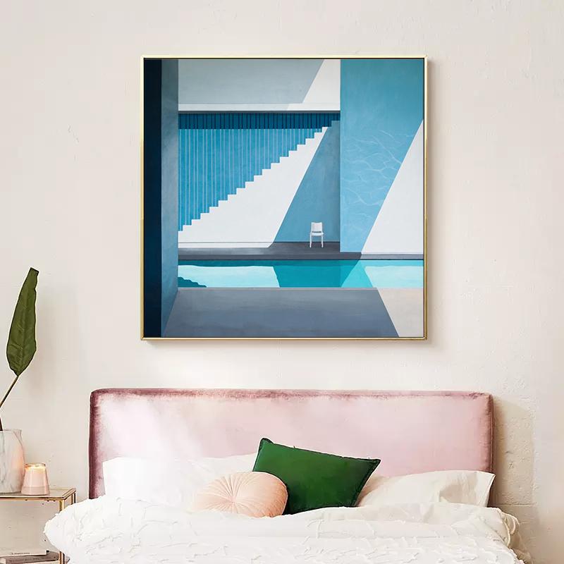 Famous David Hockney Abstract Landscape Poster Canvas Painting Swimming Pool Ocean Window Wall Art For Living Room Home Decor