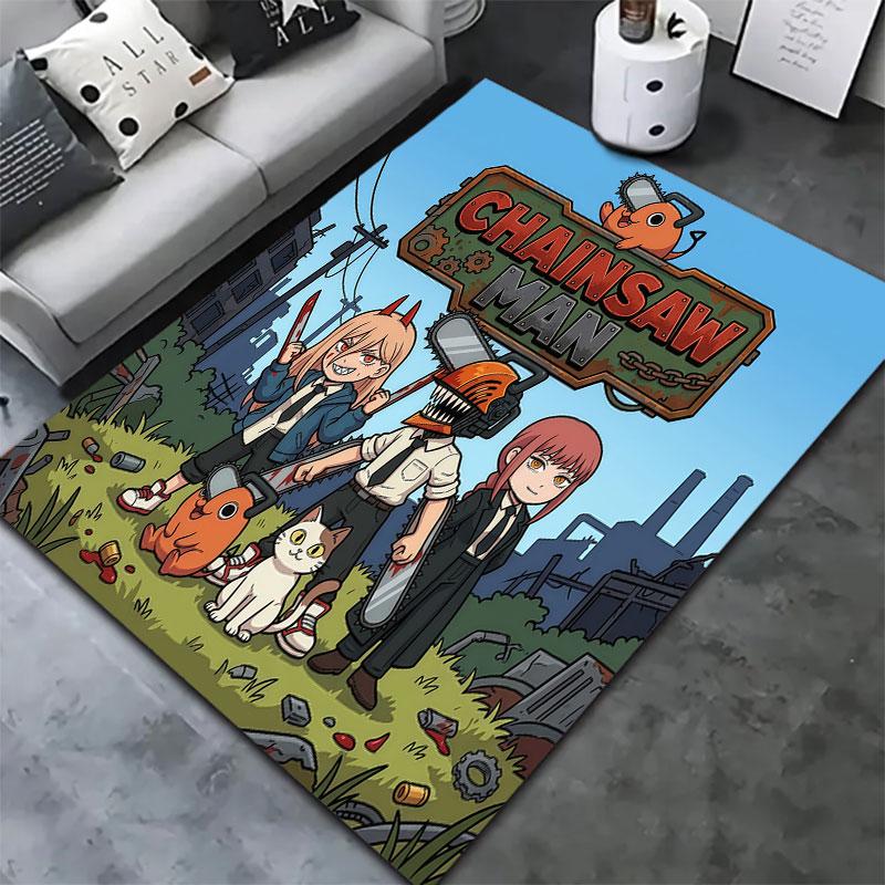 Chainsaw Man Carpet Rug For Living Room Bedroom Home Sofa Decoration Kids Play Nonslip Floor Mat