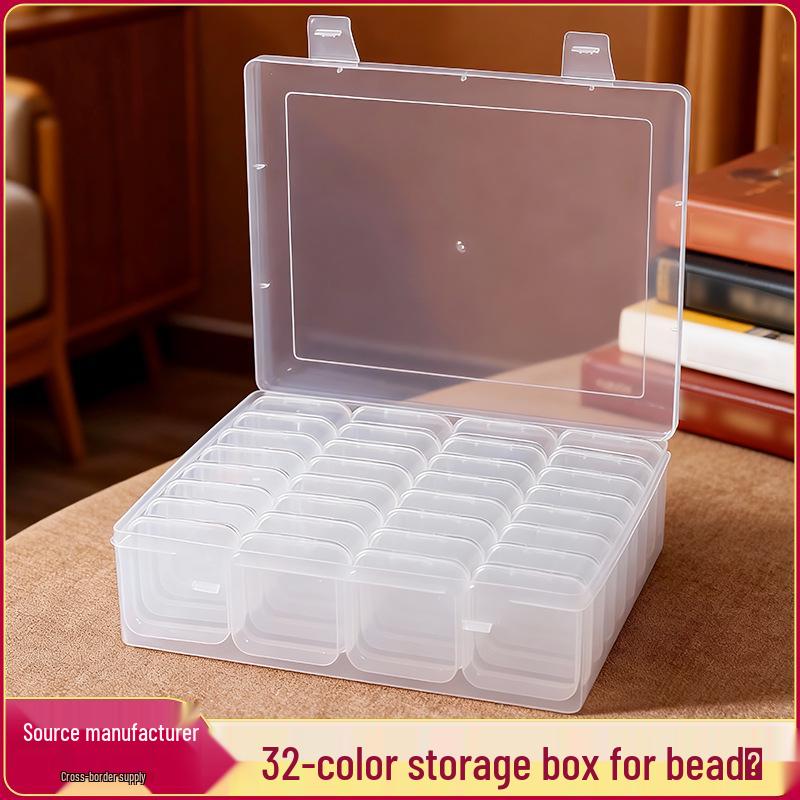 32-Color Bead Jewelry Organizer: Transparent, Dustproof, and Multifunctional Storage Box