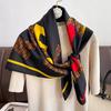 Fashion Letter Twill Large Square Scarf Fashionable Scarf Temperament Versatile Warmth Thin Scarf for Women Literary and Age-reducing