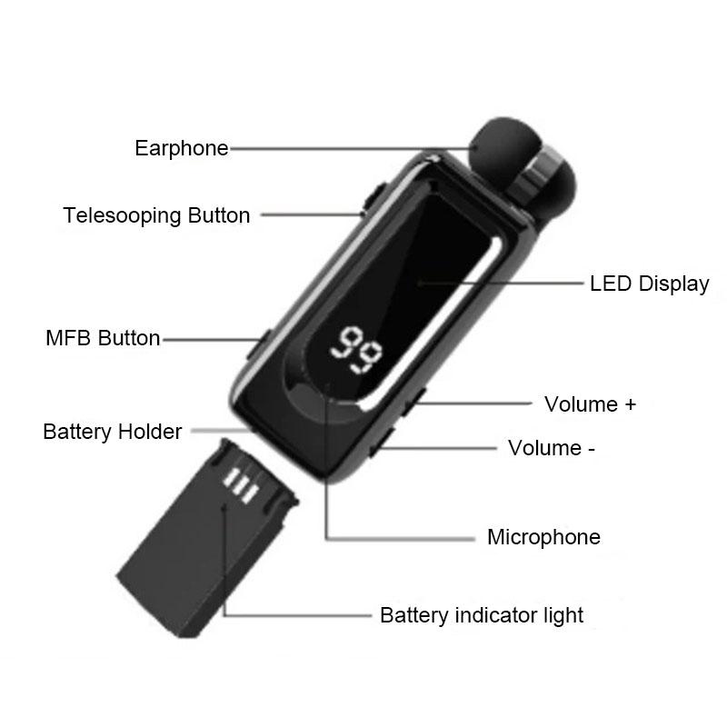Бизнес Bluetooth-наушники с 2 сменными аккумуляторами, шумоподавлением, HD-вызовом, вибрационным оповещением