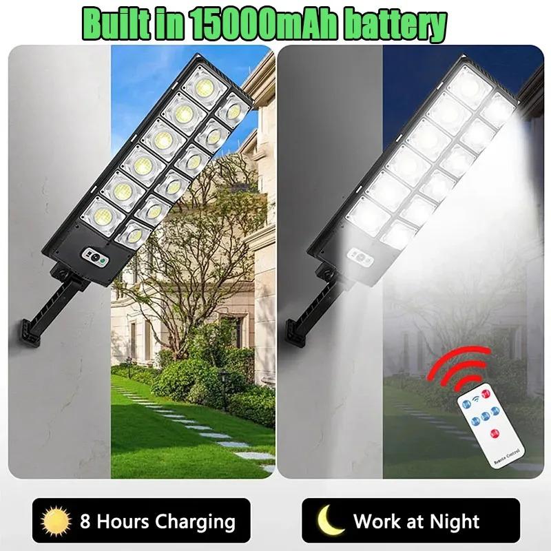 360LED Motion Sensor Solar LED Lights Outdoor Brightest External Solar Lamp with Remote Control Floodlight Wall Street Lamp 120LD 180LED 240LED 300LED