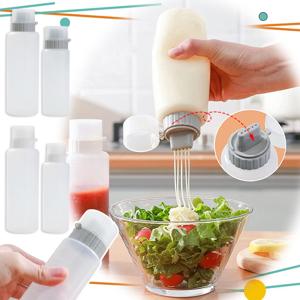 Sagit Household Kitchen Seasoning Bottle, Scaled Transparent Sauces Bottle With Cap, Plastic Condiment Bottles