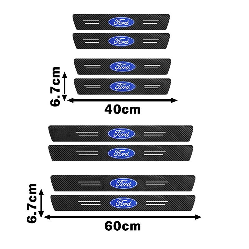 Emblem Carbon Fiber Decal Car Door Sill Protection 3D Sticker Accessory For Ford F150 Focus Ranger Fiesta Transit Mustang Mondeo