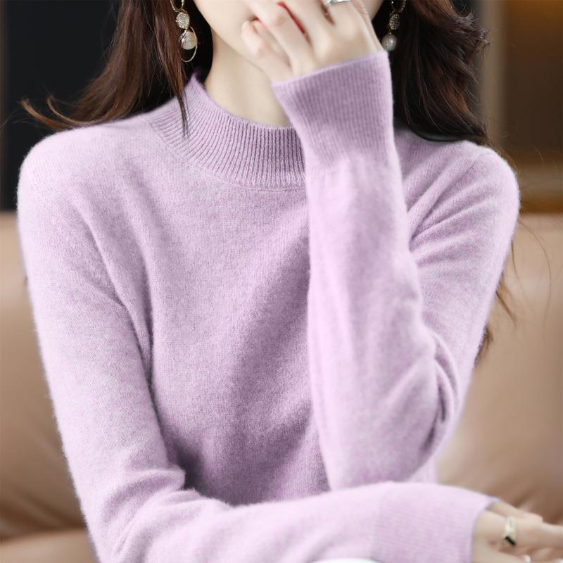 INDFS Женская мода Повседневный Осень Зима Однотонный Принт Длинный Рукав Полуводолазка Свитера