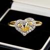 Кольцо Luoxi Temple Jewelry из стерлингового серебра S925, двухцветное, в форме сердца, с желтым бриллиантом и цветными драгоценными камнями, грушевидной формы